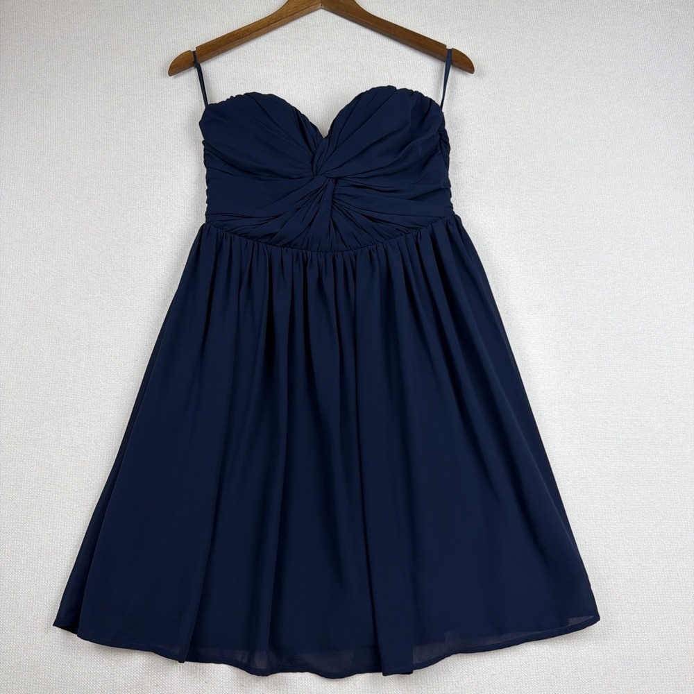 Ya Los Angeles Blue Strapless Sweetheart Chiffon Cocktail Dress Size M Short